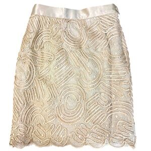 Vintage Escada Gold Lace Silk Pencil Skirt